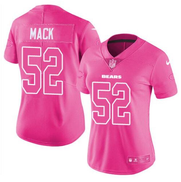 Men's Pink Chicago Bears Customized Limited Stitched Jersey